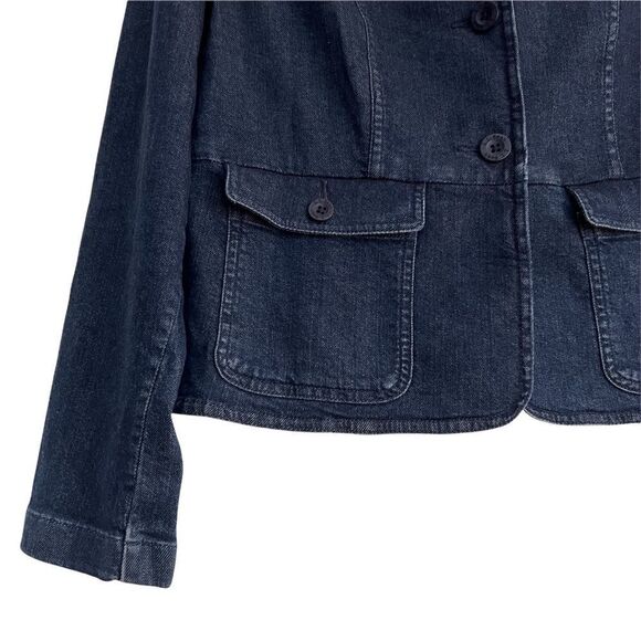 Vintage L.L. Bean Blue Denim Jean Jacket Medium Stretchy Cotton + Spandex - Picture 2 of 7